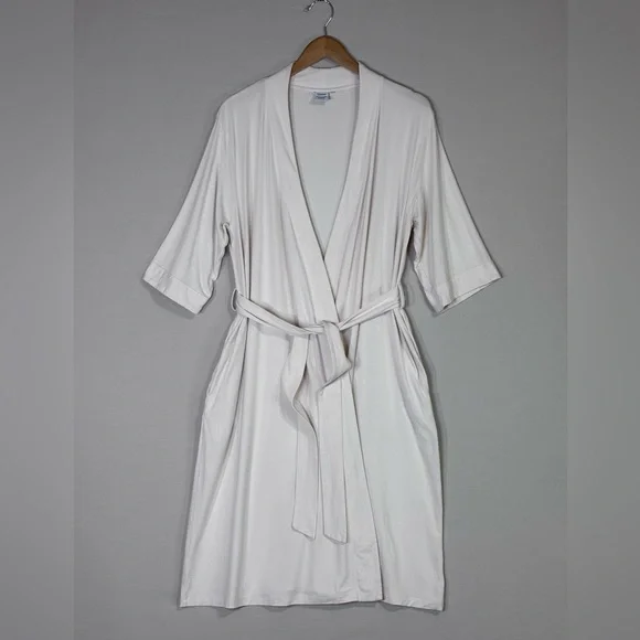 Quince Cream Wrap Robe with Tie Belt - Picture 4 of 7